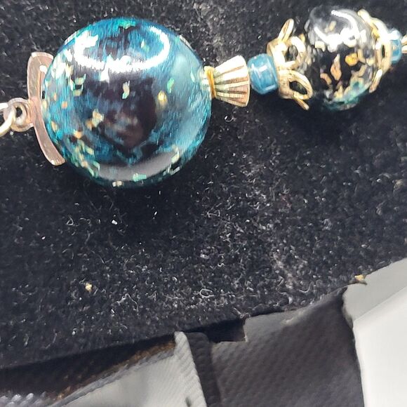 Vintage Bohemian Venetian Beaded Necklace Signed Hong Kong 26in - Picture 5 of 5